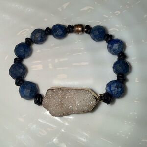 Blue and Gold-Toned Geode Bracelet